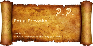 Petz Piroska névjegykártya
